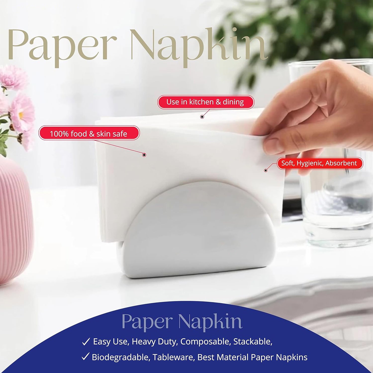 Soft  Absorbent Disposable Tissue Napkins   Paper (75 Pc) Soft  Absorbent Disposable Tissue Napkins   Paper (75 Pc)